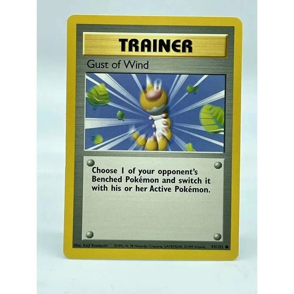Gust of‎ Wind 93/102 Unlimited Common Pokémon Trainer Non Holo Vintage 1999 LP - Picture 1 of 6
